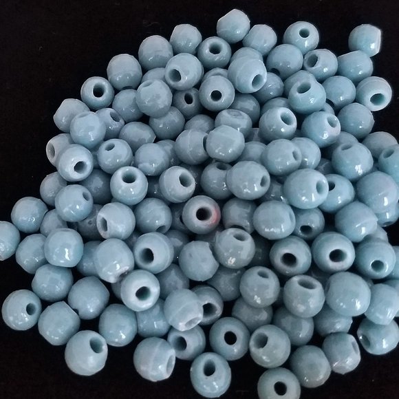 108+ Turquoise & Green Ceramic BEADS LOT Round 6 mm NEW bundle set - Picture 5 of 8